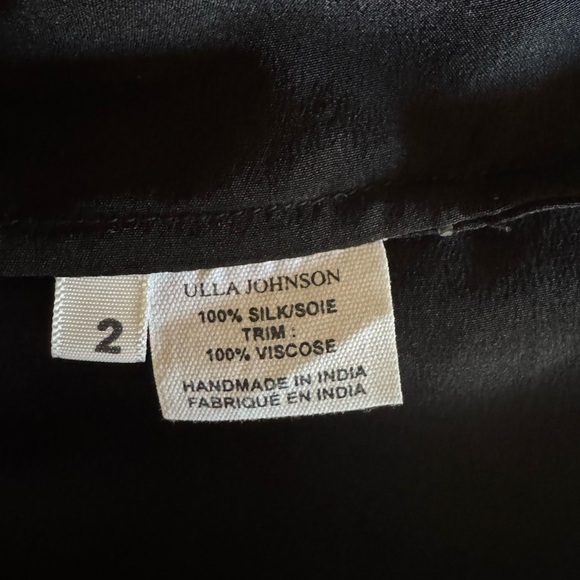 Ulla Johnson Silk Midi Dress Black Fringe Tiered Crochet Yoke Boho Chic Size 2 - Picture 12 of 14